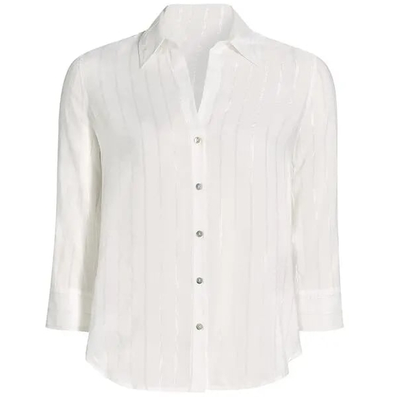 L'AGENCE Camille Metallic‎ Steipe Button-Up Blouse - Picture 3 of 12